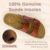 imageCUSHIONAIRE Lane Cork Footbed Sandals for Women  Comfortable Double Buckle SlipOn with Genuine Suede Footbed ampamp Arch Support Slides for Women FootwearWhiskey