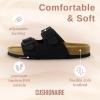 imageCUSHIONAIRE Lane Cork Footbed Sandals for Women  Comfortable Double Buckle SlipOn with Genuine Suede Footbed ampamp Arch Support Slides for Women FootwearBlack