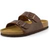 imageCUSHIONAIRE Lane Cork Footbed Sandals for Women  Comfortable Double Buckle SlipOn with Genuine Suede Footbed ampamp Arch Support Slides for Women FootwearBrown Oily