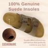 imageCUSHIONAIRE Lane Cork Footbed Sandals for Women  Comfortable Double Buckle SlipOn with Genuine Suede Footbed ampamp Arch Support Slides for Women FootwearBrown