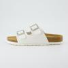 imageCUSHIONAIRE Lane Cork Footbed Sandals for Women  Comfortable Double Buckle SlipOn with Genuine Suede Footbed ampamp Arch Support Slides for Women FootwearWhite