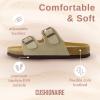 imageCUSHIONAIRE Lane Cork Footbed Sandals for Women  Comfortable Double Buckle SlipOn with Genuine Suede Footbed ampamp Arch Support Slides for Women FootwearStone