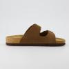 imageCUSHIONAIRE Lane Cork Footbed Sandals for Women  Comfortable Double Buckle SlipOn with Genuine Suede Footbed ampamp Arch Support Slides for Women FootwearBrown Vegan Suede