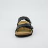 imageCUSHIONAIRE Lane Cork Footbed Sandals for Women  Comfortable Double Buckle SlipOn with Genuine Suede Footbed ampamp Arch Support Slides for Women FootwearBlack Oily