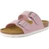 imageCUSHIONAIRE Lane Cork Footbed Sandals for Women  Comfortable Double Buckle SlipOn with Genuine Suede Footbed ampamp Arch Support Slides for Women FootwearPink Vegan Suede
