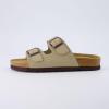 imageCUSHIONAIRE Lane Cork Footbed Sandals for Women  Comfortable Double Buckle SlipOn with Genuine Suede Footbed ampamp Arch Support Slides for Women FootwearTaupe Vegan Suede