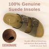 imageCUSHIONAIRE Lane Cork Footbed Sandals for Women  Comfortable Double Buckle SlipOn with Genuine Suede Footbed ampamp Arch Support Slides for Women FootwearBrown Rugged