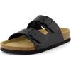 imageCUSHIONAIRE Lane Cork Footbed Sandals for Women  Comfortable Double Buckle SlipOn with Genuine Suede Footbed ampamp Arch Support Slides for Women FootwearBlack Oily