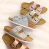 imageCUSHIONAIRE Lane Cork Footbed Sandals for Women  Comfortable Double Buckle SlipOn with Genuine Suede Footbed ampamp Arch Support Slides for Women FootwearCognac