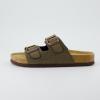 imageCUSHIONAIRE Lane Cork Footbed Sandals for Women  Comfortable Double Buckle SlipOn with Genuine Suede Footbed ampamp Arch Support Slides for Women FootwearBrown Rugged