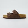imageCUSHIONAIRE Lane Cork Footbed Sandals for Women  Comfortable Double Buckle SlipOn with Genuine Suede Footbed ampamp Arch Support Slides for Women FootwearBrown Oily