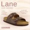 imageCUSHIONAIRE Lane Cork Footbed Sandals for Women  Comfortable Double Buckle SlipOn with Genuine Suede Footbed ampamp Arch Support Slides for Women FootwearBrown Oily