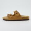 imageCUSHIONAIRE Lane Cork Footbed Sandals for Women  Comfortable Double Buckle SlipOn with Genuine Suede Footbed ampamp Arch Support Slides for Women FootwearTan Vegan Suede
