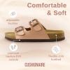 imageCUSHIONAIRE Lane Cork Footbed Sandals for Women  Comfortable Double Buckle SlipOn with Genuine Suede Footbed ampamp Arch Support Slides for Women FootwearGold Rose