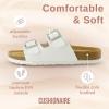 imageCUSHIONAIRE Lane Cork Footbed Sandals for Women  Comfortable Double Buckle SlipOn with Genuine Suede Footbed ampamp Arch Support Slides for Women FootwearWhite