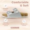 imageCUSHIONAIRE Lane Cork Footbed Sandals for Women  Comfortable Double Buckle SlipOn with Genuine Suede Footbed ampamp Arch Support Slides for Women FootwearSilver
