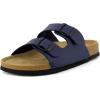 imageCUSHIONAIRE Lane Cork Footbed Sandals for Women  Comfortable Double Buckle SlipOn with Genuine Suede Footbed ampamp Arch Support Slides for Women FootwearNavy Nappa