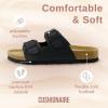 imageCUSHIONAIRE Lane Cork Footbed Sandals for Women  Comfortable Double Buckle SlipOn with Genuine Suede Footbed ampamp Arch Support Slides for Women FootwearBlack Oily