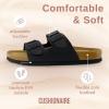 imageCUSHIONAIRE Lane Cork Footbed Sandals for Women  Comfortable Double Buckle SlipOn with Genuine Suede Footbed ampamp Arch Support Slides for Women FootwearBlack Nappa