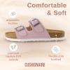 imageCUSHIONAIRE Lane Cork Footbed Sandals for Women  Comfortable Double Buckle SlipOn with Genuine Suede Footbed ampamp Arch Support Slides for Women FootwearPink Vegan Suede