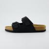 imageCUSHIONAIRE Lane Cork Footbed Sandals for Women  Comfortable Double Buckle SlipOn with Genuine Suede Footbed ampamp Arch Support Slides for Women FootwearBlack