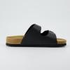 imageCUSHIONAIRE Lane Cork Footbed Sandals for Women  Comfortable Double Buckle SlipOn with Genuine Suede Footbed ampamp Arch Support Slides for Women FootwearBlack Oily