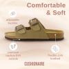 imageCUSHIONAIRE Lane Cork Footbed Sandals for Women  Comfortable Double Buckle SlipOn with Genuine Suede Footbed ampamp Arch Support Slides for Women FootwearTaupe