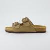 imageCUSHIONAIRE Lane Cork Footbed Sandals for Women  Comfortable Double Buckle SlipOn with Genuine Suede Footbed ampamp Arch Support Slides for Women FootwearTaupe