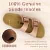 imageCUSHIONAIRE Lane Cork Footbed Sandals for Women  Comfortable Double Buckle SlipOn with Genuine Suede Footbed ampamp Arch Support Slides for Women FootwearGold Rose