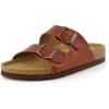 imageCUSHIONAIRE Lane Cork Footbed Sandals for Women  Comfortable Double Buckle SlipOn with Genuine Suede Footbed ampamp Arch Support Slides for Women FootwearCognac