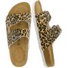 imageCUSHIONAIRE Lane Cork Footbed Sandals for Women  Comfortable Double Buckle SlipOn with Genuine Suede Footbed ampamp Arch Support Slides for Women FootwearLeopard