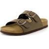 imageCUSHIONAIRE Lane Cork Footbed Sandals for Women  Comfortable Double Buckle SlipOn with Genuine Suede Footbed ampamp Arch Support Slides for Women FootwearBrown Rugged