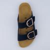 imageCUSHIONAIRE Legacy Cork Footbed Sandals for Women  Leather Double Strap Slides with Adjustable Buckles  Memory FoamBlack
