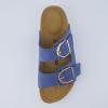 imageCUSHIONAIRE Legacy Cork Footbed Sandals for Women  Leather Double Strap Slides with Adjustable Buckles  Memory FoamBlue
