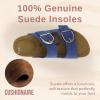 imageCUSHIONAIRE Legacy Cork Footbed Sandals for Women  Leather Double Strap Slides with Adjustable Buckles  Memory FoamBlue