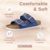 imageCUSHIONAIRE Legacy Cork Footbed Sandals for Women  Leather Double Strap Slides with Adjustable Buckles  Memory FoamBlue