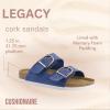imageCUSHIONAIRE Legacy Cork Footbed Sandals for Women  Leather Double Strap Slides with Adjustable Buckles  Memory FoamBlue