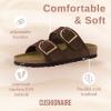 imageCUSHIONAIRE Legacy Cork Footbed Sandals for Women  Leather Double Strap Slides with Adjustable Buckles  Memory FoamBrown