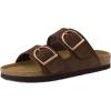imageCUSHIONAIRE Legacy Cork Footbed Sandals for Women  Leather Double Strap Slides with Adjustable Buckles  Memory FoamBrown