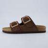 imageCUSHIONAIRE Legacy Cork Footbed Sandals for Women  Leather Double Strap Slides with Adjustable Buckles  Memory FoamBrown