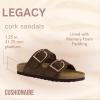 imageCUSHIONAIRE Legacy Cork Footbed Sandals for Women  Leather Double Strap Slides with Adjustable Buckles  Memory FoamBrown