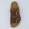 imageCUSHIONAIRE Legacy Cork Footbed Sandals for Women  Leather Double Strap Slides with Adjustable Buckles  Memory FoamBrown