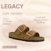imageCUSHIONAIRE Legacy Cork Footbed Sandals for Women  Leather Double Strap Slides with Adjustable Buckles  Memory FoamCamel