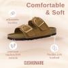imageCUSHIONAIRE Legacy Cork Footbed Sandals for Women  Leather Double Strap Slides with Adjustable Buckles  Memory FoamCamel