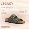 imageCUSHIONAIRE Legacy Cork Footbed Sandals for Women  Leather Double Strap Slides with Adjustable Buckles  Memory FoamKhaki