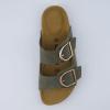 imageCUSHIONAIRE Legacy Cork Footbed Sandals for Women  Leather Double Strap Slides with Adjustable Buckles  Memory FoamKhaki