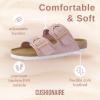 imageCUSHIONAIRE Legacy Cork Footbed Sandals for Women  Leather Double Strap Slides with Adjustable Buckles  Memory FoamPink