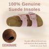 imageCUSHIONAIRE Legacy Cork Footbed Sandals for Women  Leather Double Strap Slides with Adjustable Buckles  Memory FoamPink