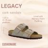 imageCUSHIONAIRE Legacy Cork Footbed Sandals for Women  Leather Double Strap Slides with Adjustable Buckles  Memory FoamStone