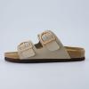 imageCUSHIONAIRE Legacy Cork Footbed Sandals for Women  Leather Double Strap Slides with Adjustable Buckles  Memory FoamStone